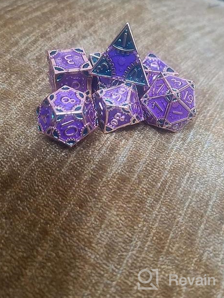 img 1 attached to Dragon Scale Metal Dice Set - Blue Purple With Golden Numbers - Ideal For Dungeons And Dragons, Role Playing Games - Polyhedral DND Dice Set review by Billy Branch