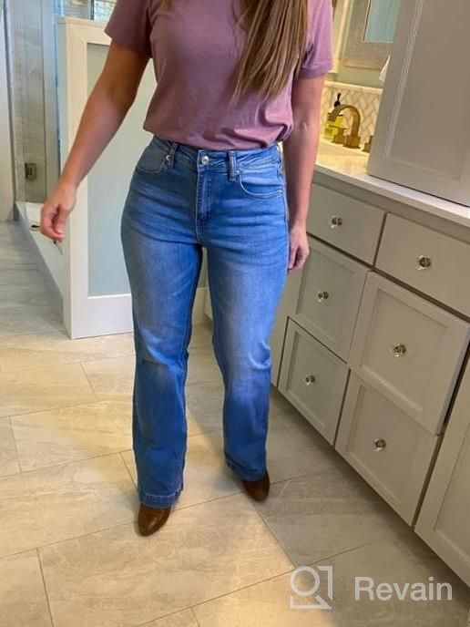 img 1 attached to Women'S High Waisted Flare Jeans: GRAPENT Stretch Denim Wide Leg Baggy Pants review by Kenny Outlaw