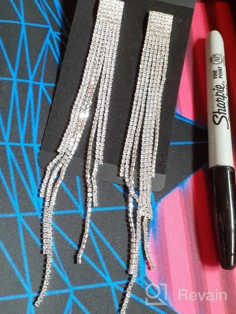 img 1 attached to 💎 mecresh Silver Rhinestone Crystal Chandelier Earrings for Wedding - Long Tassels Dangle Design review by Shane Ryder