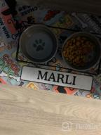 картинка 1 прикреплена к отзыву 🐾 Drymate Personalized Pet Bowl Placemat – Custom Dog & Cat Feeding Mat | Absorbent Fabric, Waterproof Backing | Machine Washable, Durable (USA Made) – Linen Tan (12" x 20") от Abdy Traini