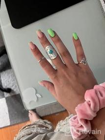 img 6 attached to ELABEST Boho Western Ring Set Turquoise Cactus Arrow Joint Knuckle Finger Rings Sets For Women And Girls