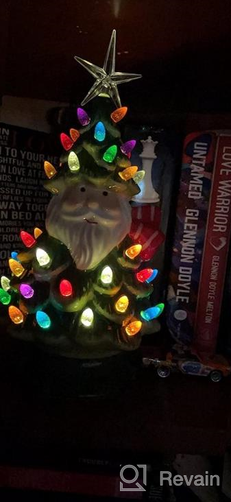 img 1 attached to Ceramic Snowman Christmas Tree - Pre-Lit Battery Operated Vintage Tabletop Ornament With 50 Multicolored Lights - Fun And Festive Xmas Indoor Decoration For Desk, Centerpiece, Or Tabletop review by Jake Hillyer