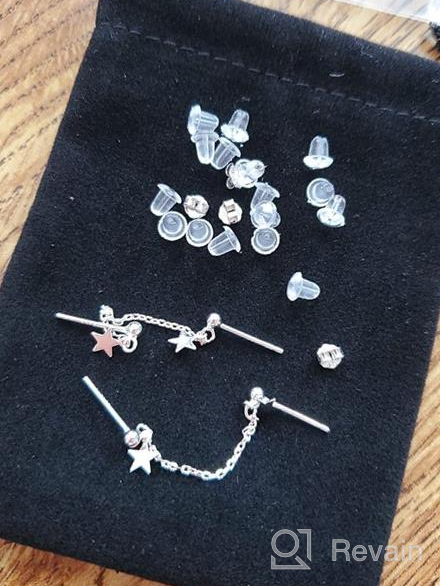 img 1 attached to Sterling Silver Star Double Piercing Earrings with Tassel Chain and Ball Bead Studs for Women and Girls - Fashionable Helix, Tragus or Cartilage Post Pins - Perfect Birthday or Christmas Gift review by Amber Robinson