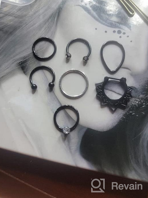 img 1 attached to ONESING 16Pcs 16G Septum Rings Surgical Steel Nose Septum Jewelry Nose Piercing Jewelry Septum Horseshoe Helix Tragus Earring Lip Black Nose Hoop For Women Men review by Antonio Rojas