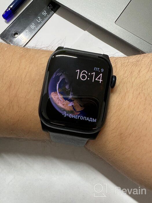 img 1 attached to Apple Watch Series 7 45mm Aluminium Case Smart Watch, Blue Ocean review by Rusna Djanur Buana ᠌