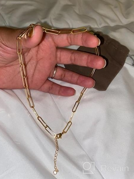 img 1 attached to 📎 Stylish MONOOC 14K Gold Plated Paperclip Chain Necklace & Bracelet Set for Women - Chunky Thick Oval & Rectangle Link Design review by Michelle Sanders