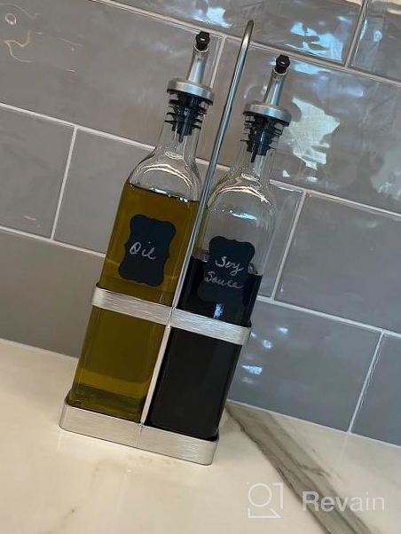 img 1 attached to Stylish And Practical: GMISUN Oil And Vinegar Dispenser Set With Stainless Steel Rack And Glass Bottles For Cooking And Kitchen Needs review by Heather Armstrong