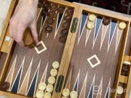img 1 attached to Woodronic Wooden Backgammon Set: Classic Folding Board Game With Smart Strategy Tactics In Walnut-Mahogany Case review by Steve Washington