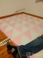 img 1 attached to Safe & Soft Baby Play Mat - Extra Thick EVA Foam Tiles For Play Gym & Room - Interlocking Chevron Design (White/Pink, 12"X12"X4") review by Pogo Shakey