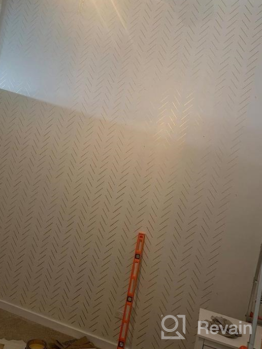 img 1 attached to STENCILIT® Herringbone Simple Wall Stencil For Painting XL 22X40 In Large Stencil For A Modern Wall Decor Herringbone Wall Stencil For Painting Large Pattern review by Daryle Grove