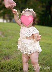 img 5 attached to 2Pcs Newborn Baby Girl Lace Ruffles Sleeve Bodysuit Backless Jumpsuit Romper Set Clothes