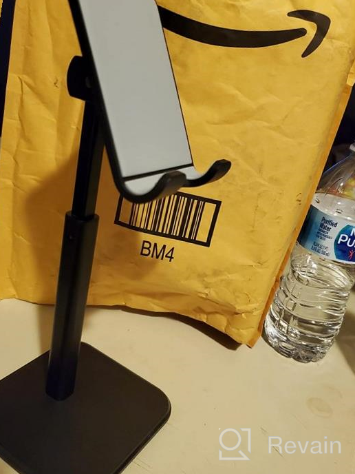 img 1 attached to Compatible Cell Phone Stand Holder For Desk - Fits All Smart Phones | Apiker, Black review by Adam Hutchinson
