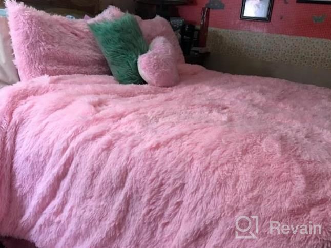 img 1 attached to LIFEREVO Aqua Twin Bedding Set: Luxury Shaggy Plush Duvet Cover With Crystal Velvet Mink Reverse, Ultra Soft, Hidden Zipper Closure, 1 Piece For Extra Comfort review by Gerald Reeves