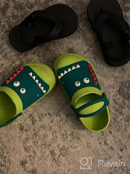 img 1 attached to 🦕 Adorable RJVW Dinosaur Slippers for Toddlers: Comfortable Cartoon Boys' Shoes in Clogs & Mules review by Alexander Roberson