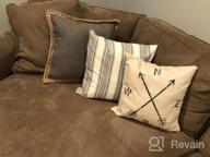 img 1 attached to Navy Blue 18X18 Inch Outdoor Pillow Cover With Burlap Linen Trim And Tailored Edges - Phantoscope Farmhouse Decorative Throw Pillow. review by John Souza