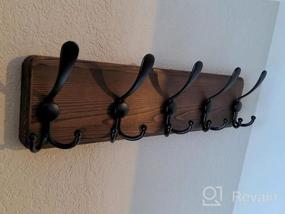 img 6 attached to SKOLOO Rustic Wall Mounted Coat Rack: 16'' Hole To Hole, Pine Real Wood Plank Wall Coat Rack With 5 Triple Hooks, Farmhouse Coat Hanger Wall Mount For Hanging Backpack Jacket Coat Hat