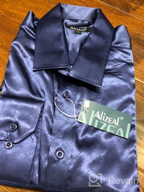 img 1 attached to Alizeal Men'S Jacquard Satin Shirt: Shiny, Luxurious, Business Casual Long Sleeve Button Down For Unbeatable Style review by Luis Baker