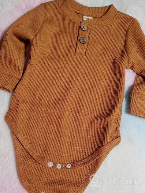 img 1 attached to Newborn Unisex Baby Boy Girl Clothes Winter 2 Piece Outfit Solid Knit Cotton Long Sleeve Romper & Pants review by Troy Kocur