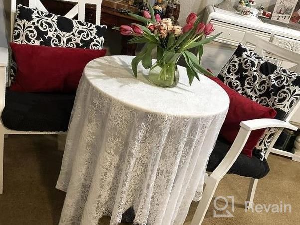 img 1 attached to 2 Pieces 60X120 Inch Champagne Lace Tablecloth Vintage Embroidered Lace Overlay For Indoor Outdoor Wedding Party Decorations review by Teresa Presha