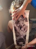 img 1 attached to Metuu 46 Sheets Full Arm Temporary Tattoo Waterproof Realistic For Men And Women, Wolf Tiger Lion Eagle Extra Large Fake Tattoo Stick On Whole Arm Shoulder Leg review by Jaime Miranda