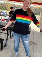 img 1 attached to 🌈 Ferrtye Women's Rainbow Pullover Sweater: Lightweight, Long Sleeve, Crew Neck, Loose Knit review by Michael Jackson
