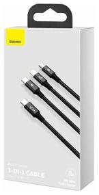 img 2 attached to Baseus Rapid Series 3-in-1 Fast Charging Data Cable Type-C to C+L+C PD 20W 1.5m - Black (CAMLT-SC01)