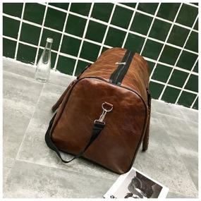 img 2 attached to Travel Vintage Bags (Brown) Leather Women Men Sport Shoulder Bag for Fitness Hand Luggage Eco Leather