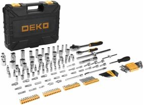 img 1 attached to Torque wrench with sockets DEKO DKAT150, 108 pcs., black/yellow