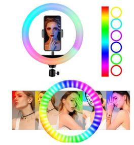 img 2 attached to Ring selfie lamp LED RGB 26 cm desktop color with phone holder and selfie Bluetooth remote control