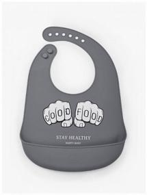 img 1 attached to Happy Baby Bib Expert Silicone baby, dark grey