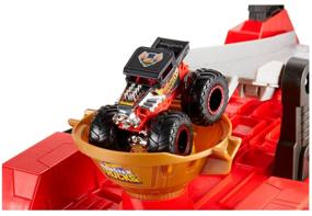 img 2 attached to Hot Wheels Track Monster Trucks Downhill Race & Go Play Set GFR15 red