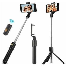 img 1 attached to Floglass | Monopod triple with Bluetooth remote for selfie K07 (selfie stick) /photo and video tripod, Black