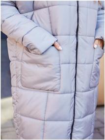 img 1 attached to Women's down jacket for spring long with an oversize hood light gray
