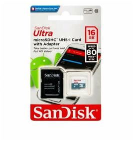 img 2 attached to Карта памяти SanDisk microSDHC 16 ГБ Class 10, UHS-I, R 80 МБ/с, адаптер на SD, зеленый