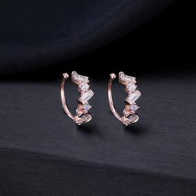 img 3 attached to 925 Sterling Silver CZ Small Hoop Earrings For Women Teen Girls No Piercing Cartilage Cuff Earrings