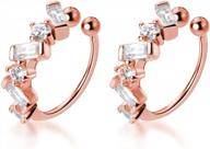 925 sterling silver cz small hoop earrings for women teen girls no piercing cartilage cuff earrings logo