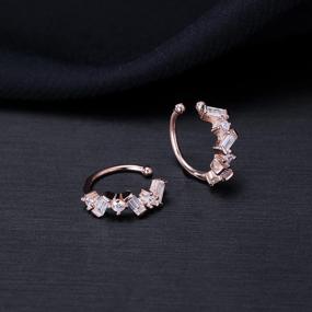 img 2 attached to 925 Sterling Silver CZ Small Hoop Earrings For Women Teen Girls No Piercing Cartilage Cuff Earrings