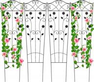 sturdy iron garden trellis set - 4 pack of 59"x16" trapezoidal plant supports for climbing roses, vegetables, and flowers - mixxidea metal trellis for strong plant growth (black) logo
