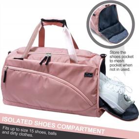 img 3 attached to Pink Waterproof Travel Duffle Bag With Shoe Compartment - 61L Capacity, Ideal For Women'S Weekender And Sports - COTEY 25 Large Football Backpack