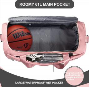 img 1 attached to Pink Waterproof Travel Duffle Bag With Shoe Compartment - 61L Capacity, Ideal For Women'S Weekender And Sports - COTEY 25 Large Football Backpack