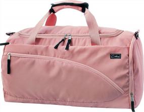 img 4 attached to Pink Waterproof Travel Duffle Bag With Shoe Compartment - 61L Capacity, Ideal For Women'S Weekender And Sports - COTEY 25 Large Football Backpack