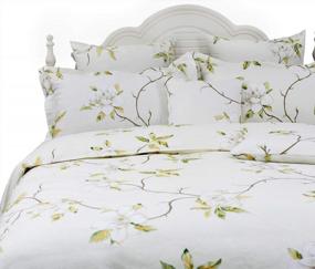 img 3 attached to Освежите свою спальню с помощью комплекта пододеяльников FADFAY с белым цветочным принтом. Постельное белье из 100 % хлопка для уютного ночного сна.