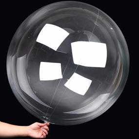 img 4 attached to 15 Pack Clear Bobo Balloons - 20 Inch Pre-Stretched Bubble Balloons For Birthday, Wedding, Or Christmas Party Decorations, Big Transparent Latex Balloons