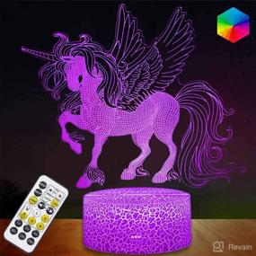 img 4 attached to Magical 3D Unicorn Night Light: Dimmable Lamp with Remote Control, Timing Function and Smart Touch - 16 Colors Changing LED, Perfect Unicorn Gift for Kids - Ideal for Birthdays and Christmas