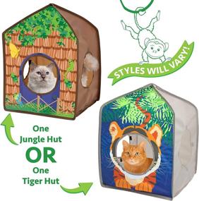 img 3 attached to Kitty Safari Pop-up Hut Play House - Cat Cube, Kennel, Bed & Jungle Cat House