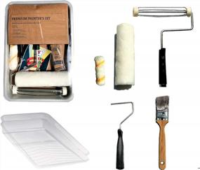 img 4 attached to Premium 8-Piece Paint Roller Kit With 9" & 4" Rollers, 1.5" Angle Brush & 2 Liner - PANCLUB