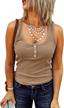 women's ribbed knit tank tops with henley button detailing and racerback, sleeveless basic camis for versatile styling - yacooh logo
