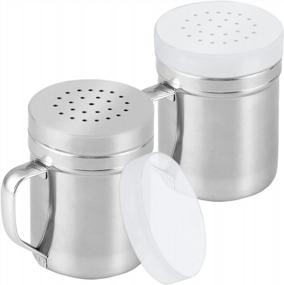 img 4 attached to Pack Of 2 CUSINIUM 6Oz Metal Salt And Pepper Shakers With Lids - Ideal Dredge Seasoning Shakers