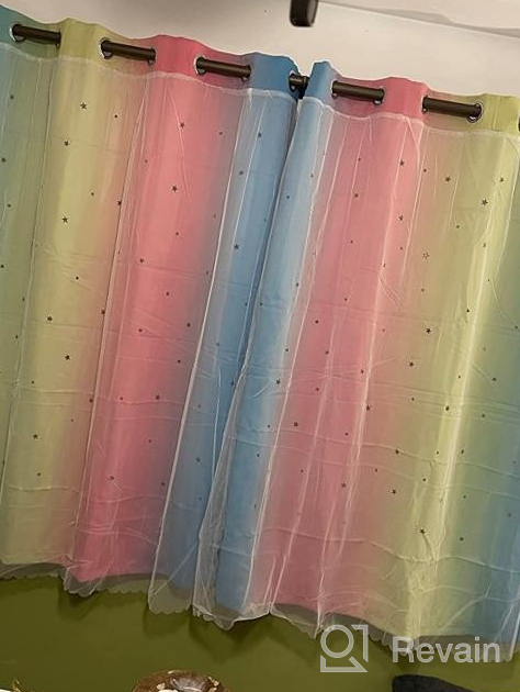 img 1 attached to Anjee Pink Curtains For Girls: Double Layered Star Cutout Design, Light Blocking & Voile Sheer Panels For Kids' Bedroom And Living Room Decor - Pink & Grey, 52 X 63 Inches (2 Panels) review by Vincent Hurst