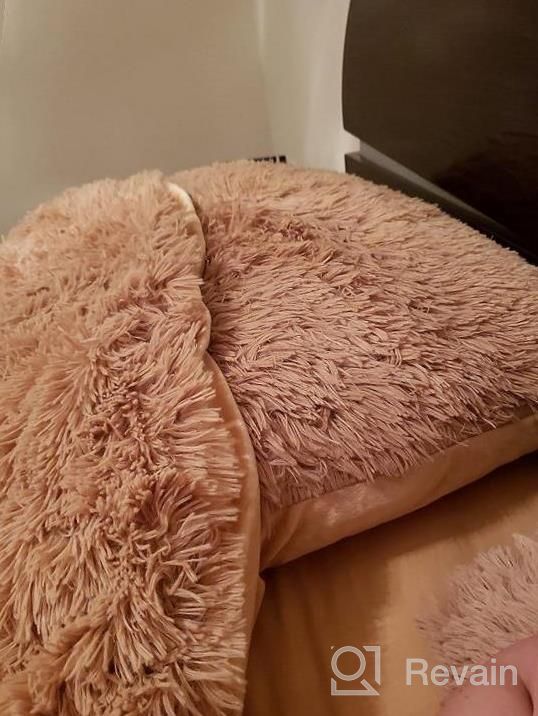 img 1 attached to Indulge In Luxury With XeGe Plush Shaggy Crystal Velvet Duvet Cover Set - Queen Size Old Pink With Faux Fur Comforter Cover And Pillowcases! review by Alexis Sanchez